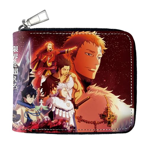 RYNDEX Black Clov-er Geldtasche Anime, Spaß Süß Kawaii Kartenetui mit Münzfach, Kindergeldbörse für Ausweis Banknote Münze Foto(Color:Multicolor 1)