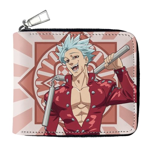 RYNDEX The Seven De-ad-ly SI-ns Geldbeutel Anime Mittelgroß, Reißverschluss Portmonee Leder, Organizer Geldbörsen Geschenk für Kinder & Teenager(Color:Multicolor 3)