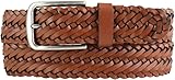 BELTINGER Flecht-Gürtel aus Vollrindleder 3,5 cm | Flecht-Ledergürtel für Damen Herren 35mm | Geflochtener Gürtel mit silberner Schließe | Cognac 110cm