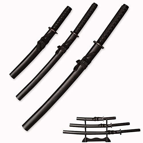 3er Set Japanisches Samurai Schwert mit Display Ständer,Iaido Katana,Matte Textur