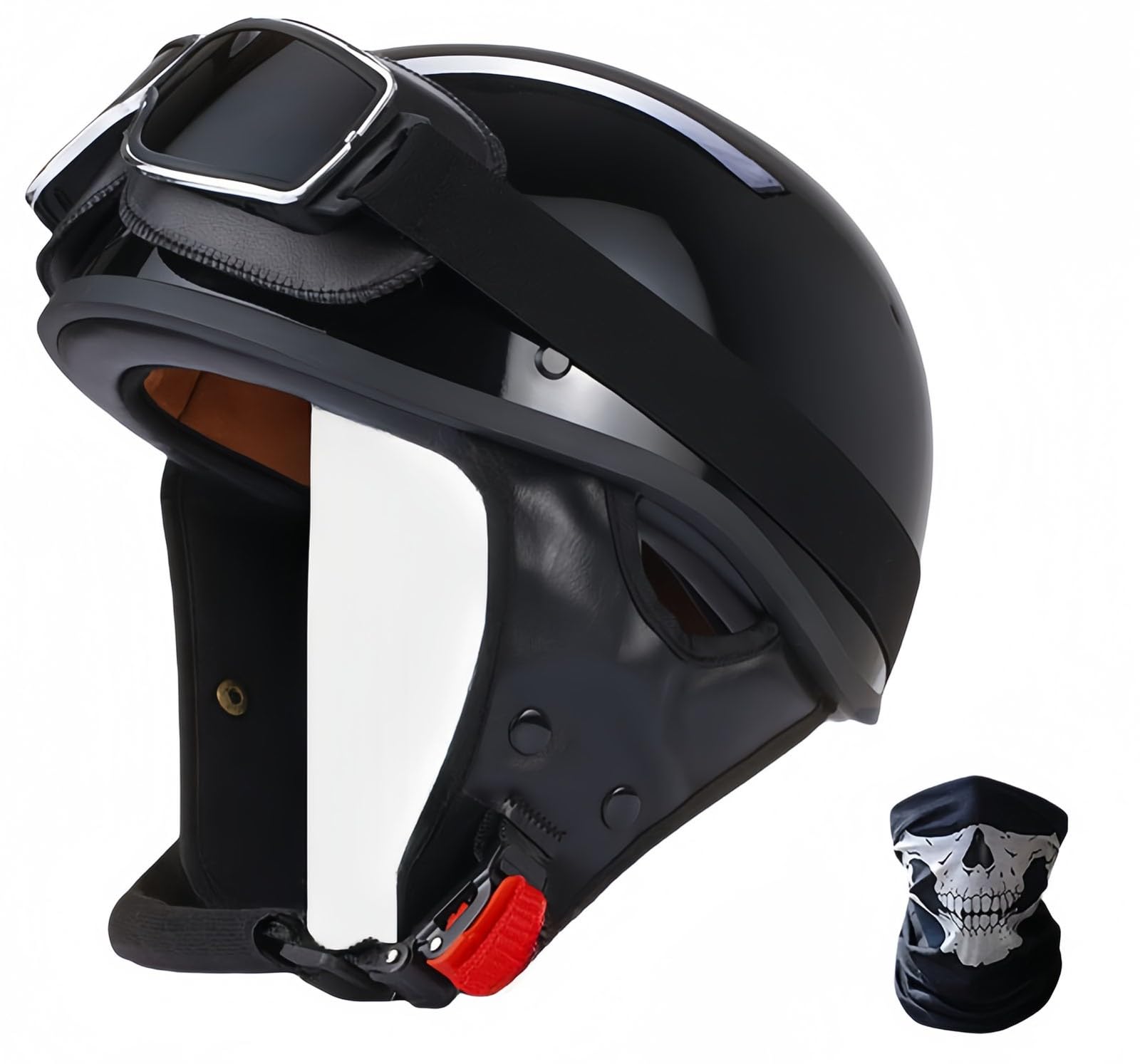 Vintage-Motorrad-Halbhelm, Schalenhelm, Elektrischer Motorrad-Roller, Für Männer Und Frauen, Reiten, ECE-Zugelassener Jet-Helm, Cruiser, Chopper, Sturzhelm B,XL59-63CM