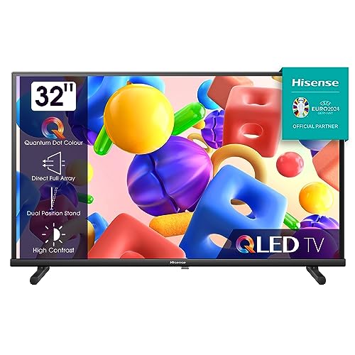 Hisense 32A5KQ 80cm (32 Zoll) QLED Fernseher Full HD, Smart TV, Triple Tuner DVB-T2 / T/C / S2 / S, USB-C, Duale Positionierung, Works with Alexa, WiFi, Game Mode, Hotel Mode, Schwarz [2023]