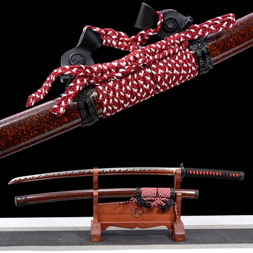 LQSLFsword 104cm Katana，Tachi，Samuraischwert，Sharp，Katana Schwert scharf， Handgeschmiedeter hoher Manganstahl