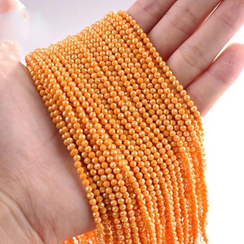 JMSDP 3 mm facettierter natürlicher Zirkon, Schwarze lose Zirkonperlen für Armband und Halskette, orange-gelb rg, 10 Stränge (1200 Stück)