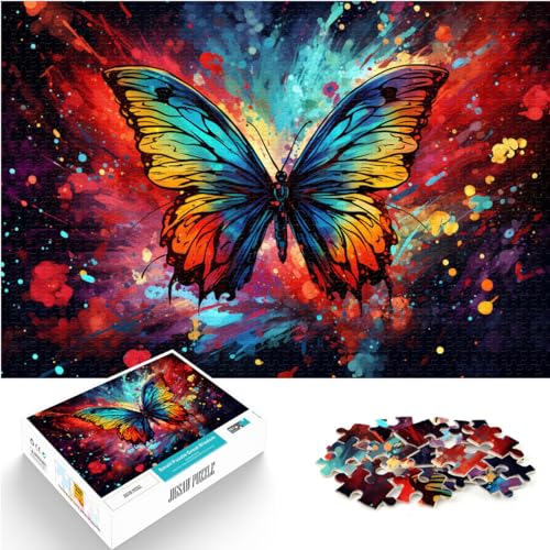 Puzzle-Spiele Bunter Schmetterling 1000-teiliges Puzzle Holzpuzzle Familienspiel zum Stressabbau Schwieriges Herausforderungspuzzle 1000 Teile (50 x 75 cm)