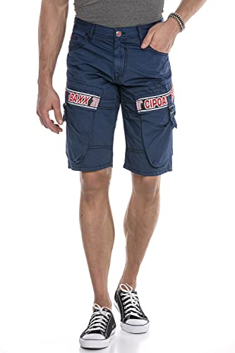 Cipo & Baxx Herren Shorts Bermuda Freizeit Kurze Hose Capri CK243 Dunkelblau W42