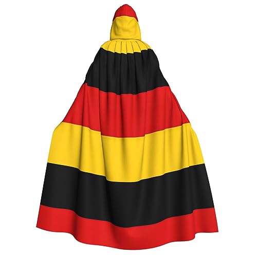 WURTON Umhang mit Deutschland-Flagge, Unisex, mit Kapuze, für Damen und Herren, Vampir, Halloween, Cosplay, Karneval, Mottoparty