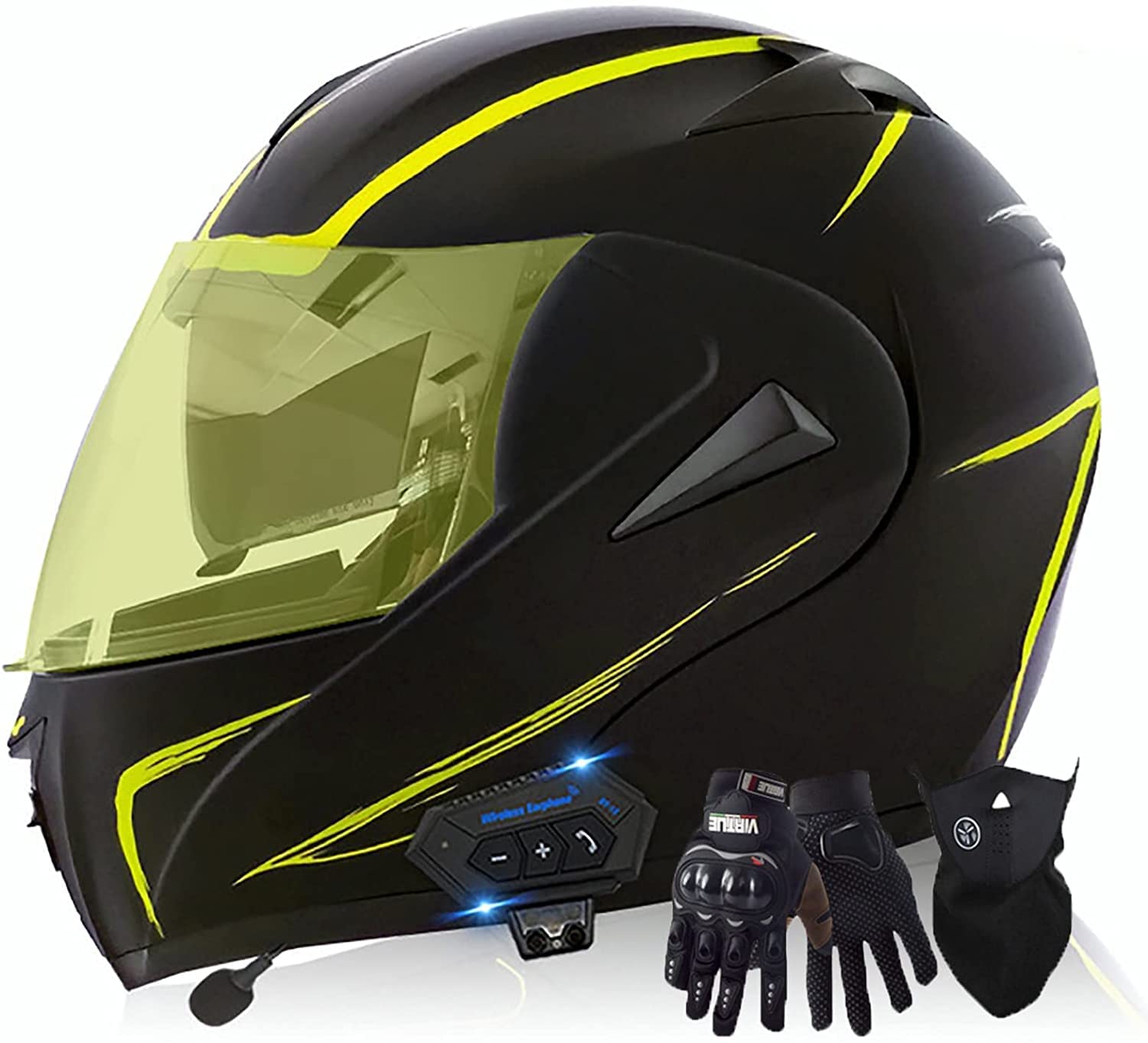 Modulare Motorradhelme Bluetooth Helm DOT/ECE-Zertifizierung Klapphelm Motorradhelme Touring-Helme Integrierter Bluetooth-Kopfhörer Mit Lautsprechern Für Automatisches Beantworten