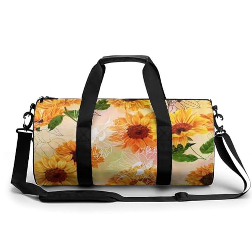 Sonnenblume Sport Duffel Bag Sporttasche Reisetasche Handgepäck Tasche Schwimmtasche Weekender Bag 45x23x23cm