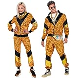 W WIDMANN MILANO Party Fashion - Kostüm 80er-Jahre Trainingsanzug Leopard, Jacke und Hose, Animal Print, Party Animal, Jogginganzug, Retro-Style, Bad Taste Party, Karneval