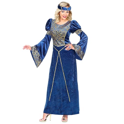 Widmann 07322 - Erwachsenenkostüm Renaissance Dame, Kleid und Kopfschmuck, Königin, Prinzessin, Burgfräulein, Karneval, Mottoparty