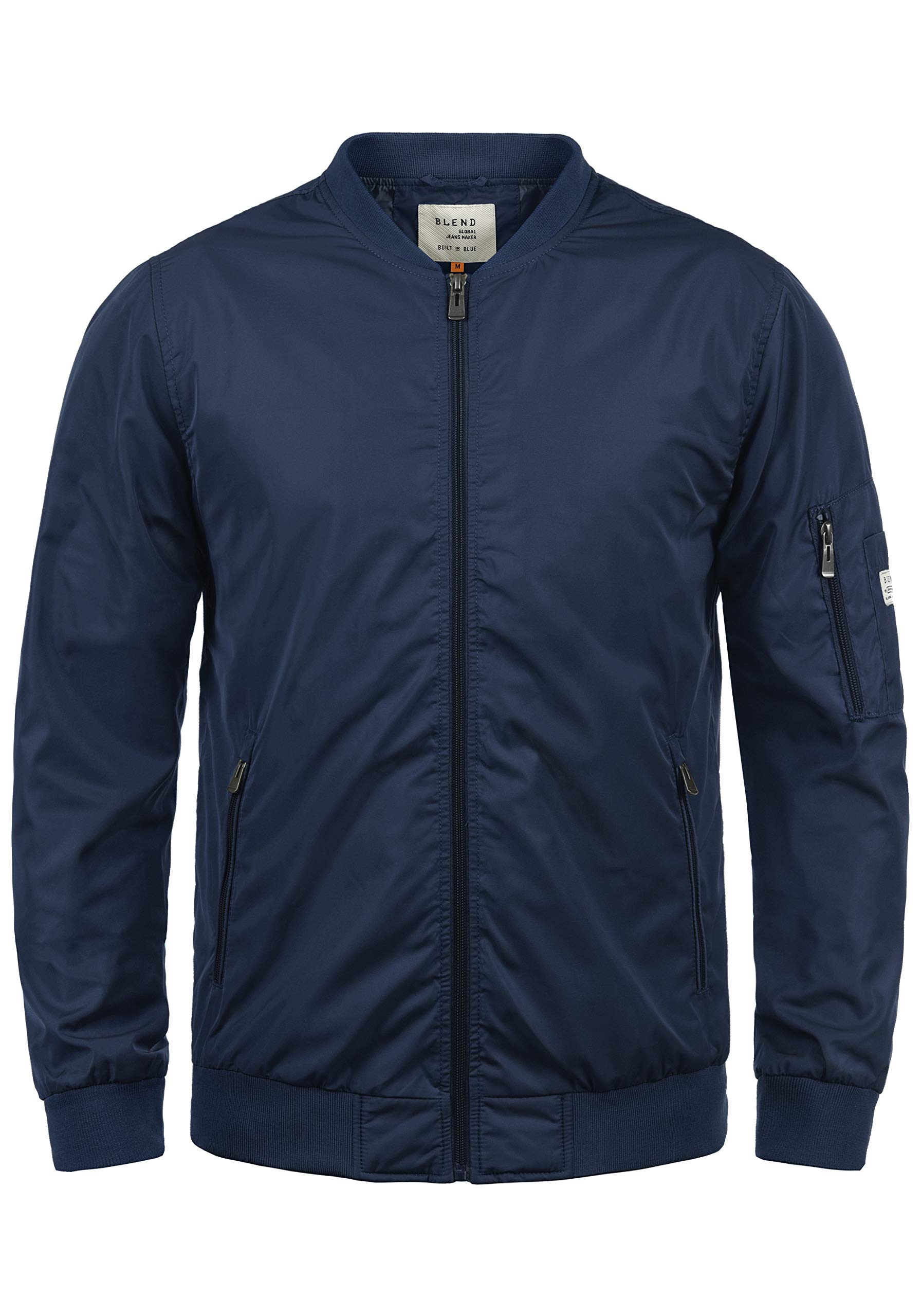 Blend BHCraz Herren Bomberjacke Übergangsjacke Jacke mit Stehkragen Reißverschlusstaschen Rippbündchen Regular fit, Größe:L, Farbe:Mood Indigo (74648)