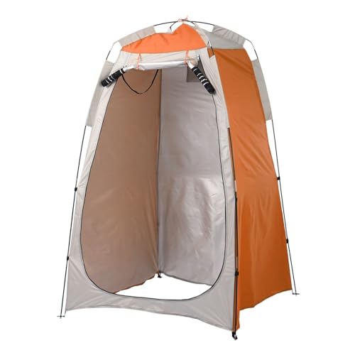 Camping Toilettenzelt Unterschlupfzelt, tragbares Outdoor-Camping-Strandduschen-WC-Umkleidezelt, Sonnen- und Regenschutz mit Fenster(Orange Grey)