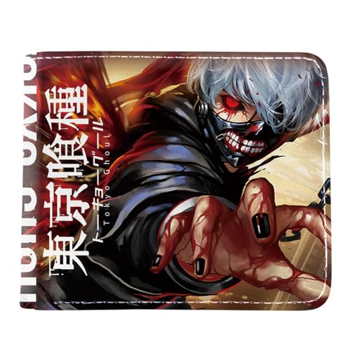 RYNDEX Tok-yo Gho-ul Anime Kartenetui Anime, Cartoon-Druck Geldbörse Klein, PU Leather Geldbörse Brieftasche Wallet(Color:Multicolor 2)