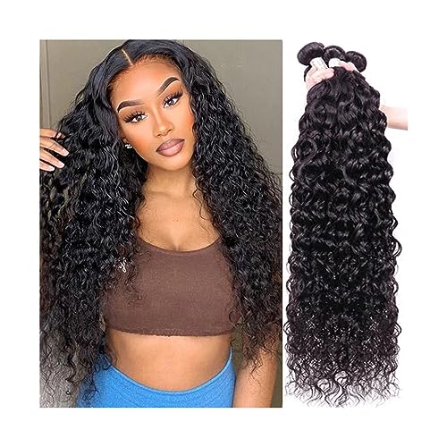 Human Hair Bundles 12A brasilianische Wasserwellen-Bündel, 100% unverarbeitetes reines Echthaar, Remy-Haarbündel mit tiefen Wellen und lockigem Haar human hair weave (Size : 12A, Color : 22 24 26 2