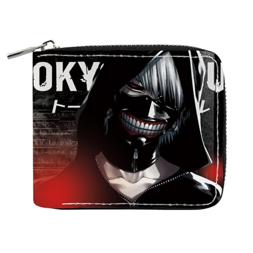 RYNDEX Tok-yo Gho-ul Anime Geldtasche, Leder Geldbörse mit Reißverschluss-Design, Geldbörse Geldbeutel Portemonnaie für Geschenkidee(Color:Multicolor 5)