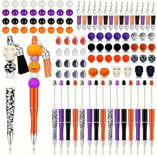 123-teiliges Kugelschreiber-Set mit Halloween-Thema, für Kinder, Erwachsene, Halloween-Geschenk, inklusive Karabinerverschlüssen und Quasten