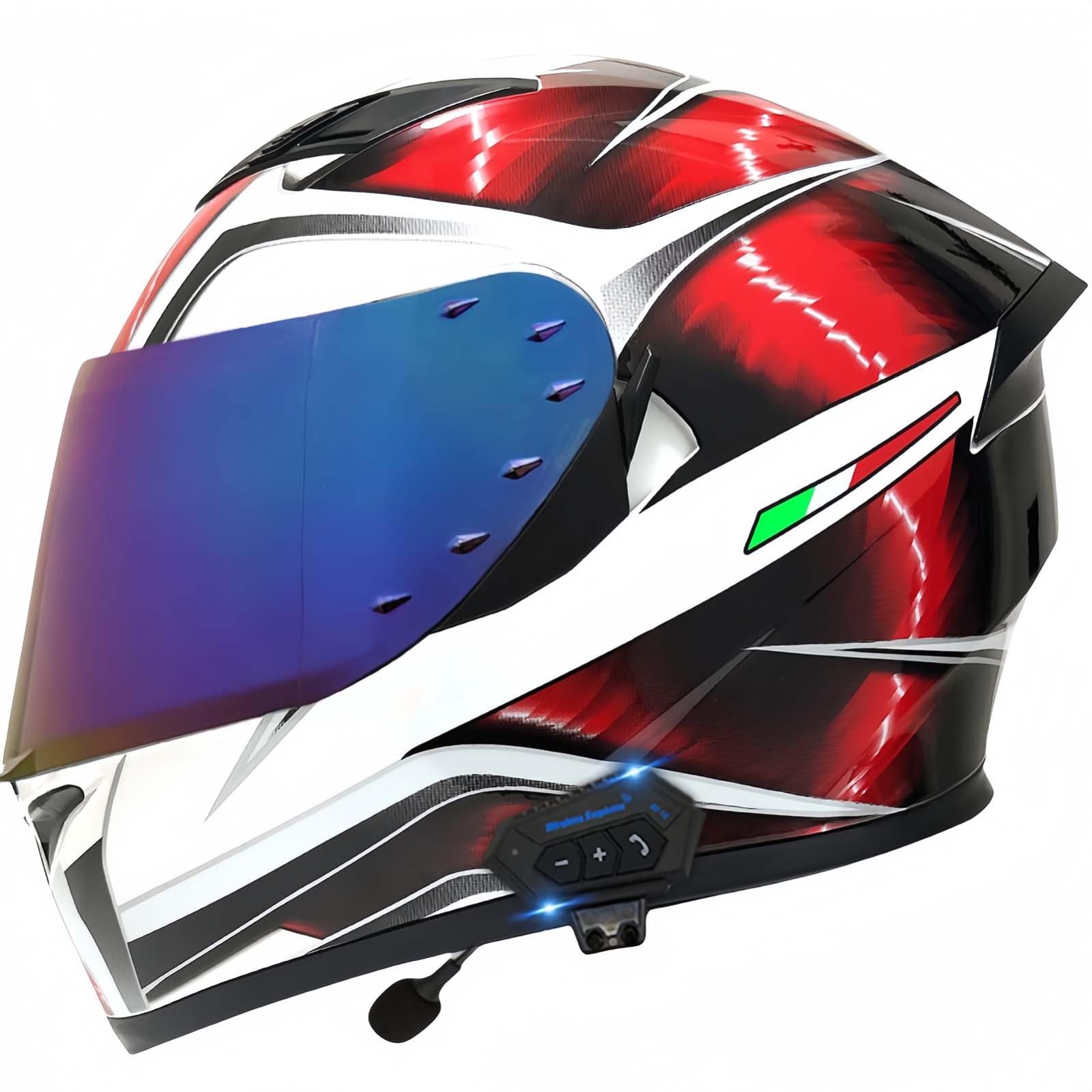 Modularer Integrierter Bluetooth-Motorradhelm Für Herren, ECE-Geprüft, Motorradhelme Mit Integriertem Lautsprecher, Doppelvisier, Moped Für Damen Und Herren E,XS53-54CM