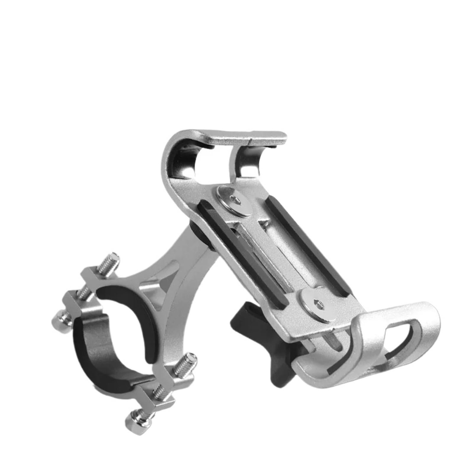 Handyhalterung Motorrad Motorrad Telefon Halter Aluminium Legierung Anti-rutsch Halterung GPS Clip Universal Rotierenden Telefon Ständer Für Telefone Handyhalter Fahrrad(Silver)