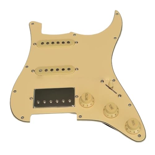 Schlagbrett Tonabnehmer für E Gitarre Moderner SSH-Tonabnehmer im voll bestückten Stil vorverdrahteter Schlagbrett-Tonabnehmer Single-Coil-Humbucker-Tonabnehmer für ST-Gitarren(Vintage White)