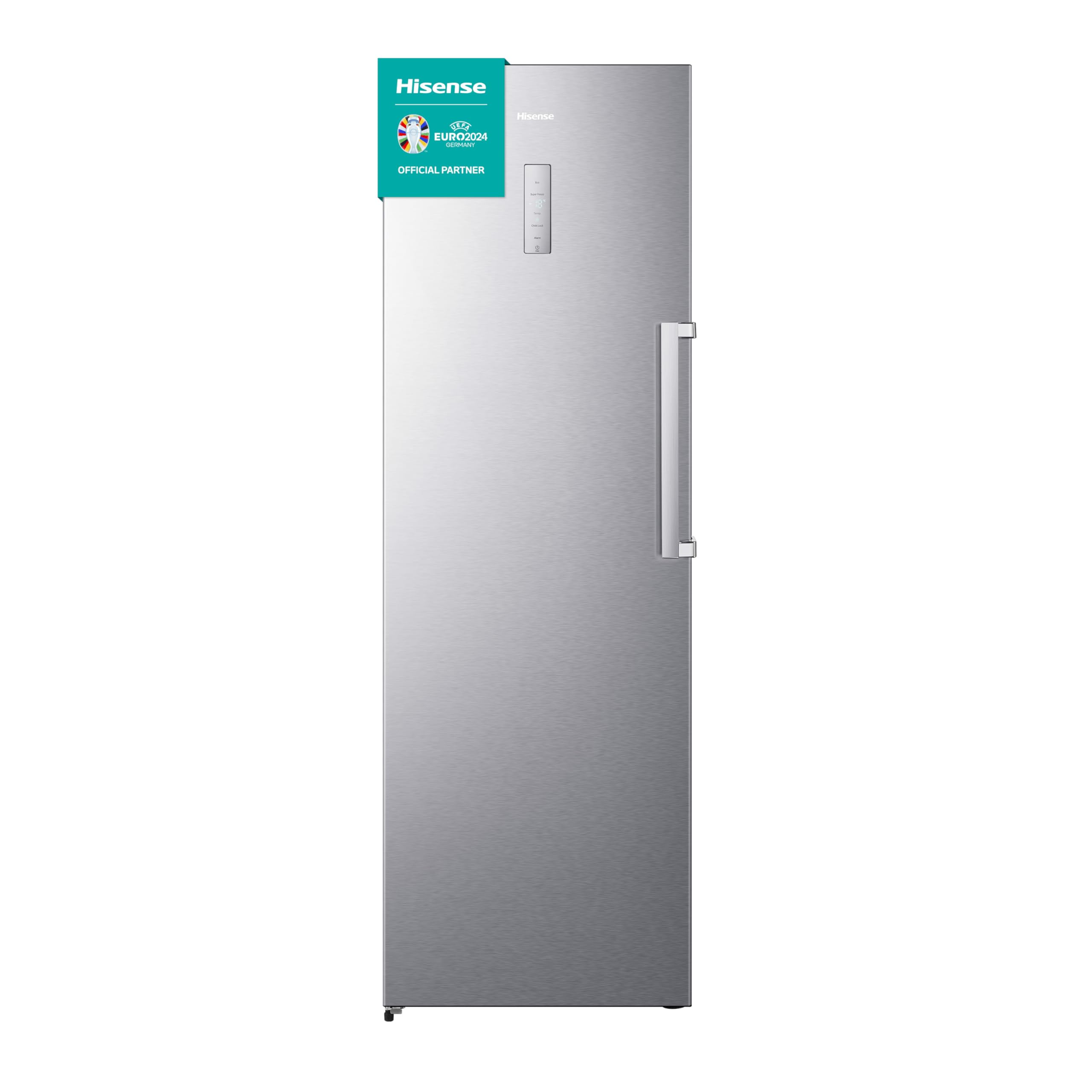 Hisense FV354N4BIE Gefrierschrank/ Twist ice maker/ TotalNoFrost/ SuperFreeze/ Türalarm/ Multiflow 360°/ BigBox/ cm/ 185,5 l/ 41 dB/ 246 kWh/ Jahr/ Inox-Look, Silber