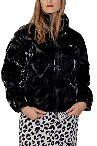 Love Moschino Women's matt Technical Fabric Thermo Quilted with Hearts. Jacket, Black, 40