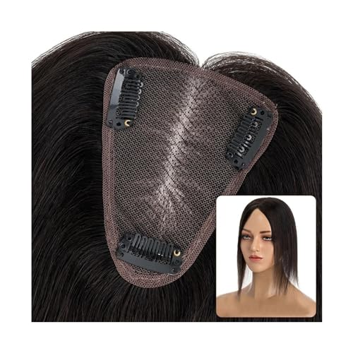 Haartopper für Frauen Haar-Topper, 8 x 10 cm, handgefertigt, feine Mono-Basis, Damen-Topper, Clip-in-Echthaarverlängerungen, 6–14 Zoll, glattes Haar, Einzelknoten, Mono-Haarteil Haarteil Topper Toupet