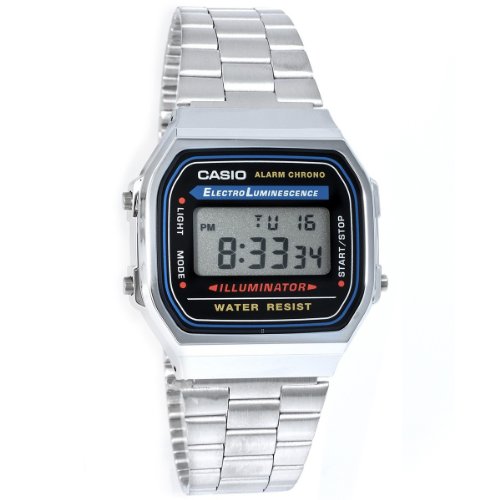 Casio A168W-1 Mens Casual Classic Black Faced/Metal-Band zu sehen