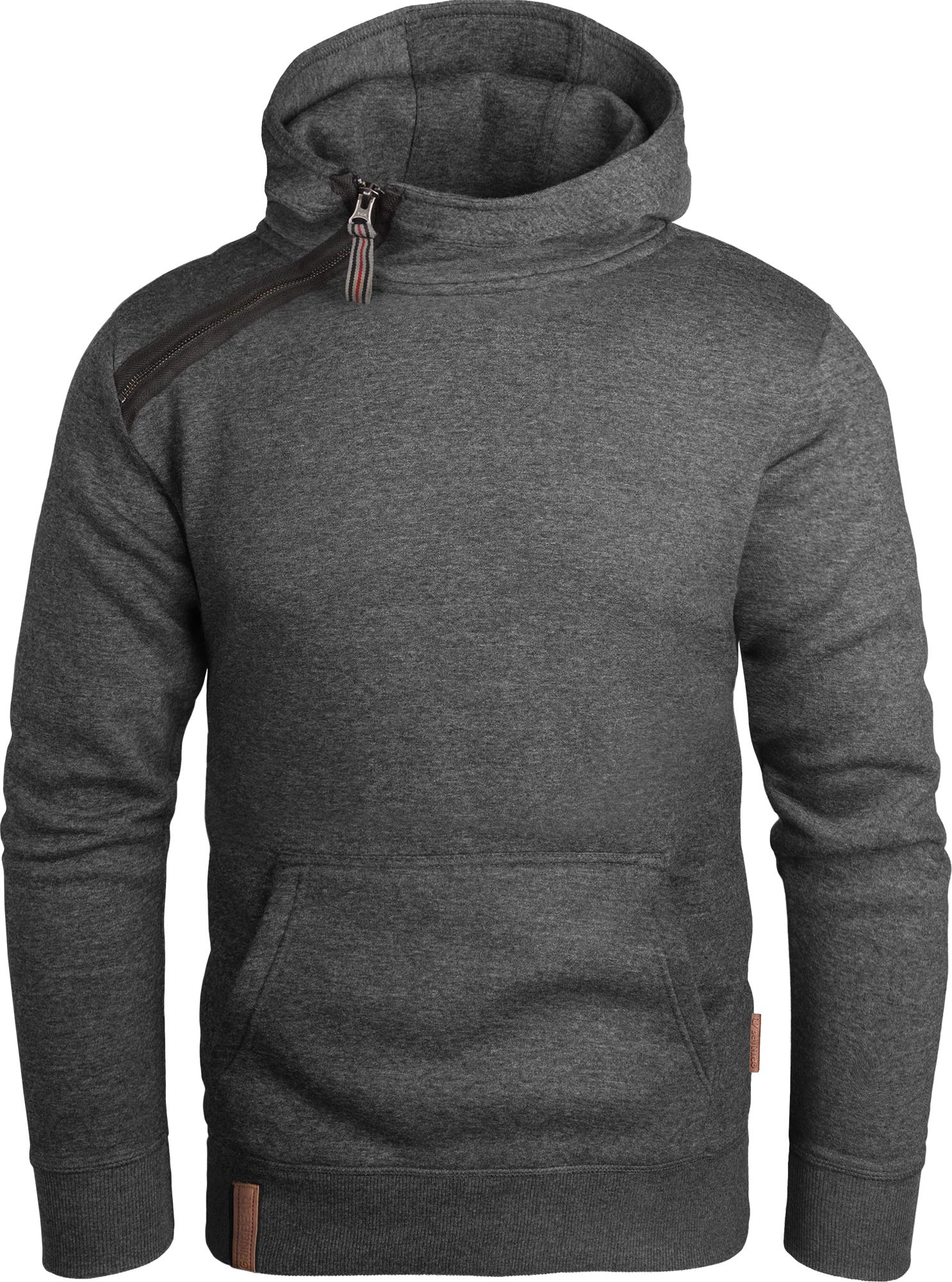 Grin&Bear Herren Kapuzenpullover mit schräg Zip anthrazit, S, GEC435