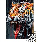 500-teiliges Puzzle für Erwachsene, tropfende Farbe, Tiger-Kunstpuzzle für Erwachsene und Jugendliche, Puzzles für Erwachsene, Lernspiel, Herausforderungsspielzeug (Größe 20,47 x 14,96 Zoll)