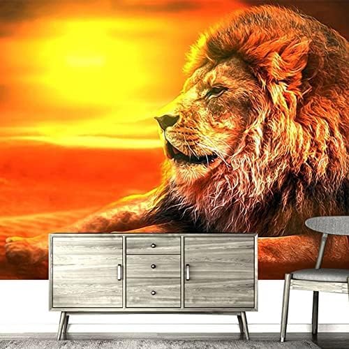 XLMING Handgemalter Löwe In Der Abenddämmerung 3D Tapete Home Dekoration Wohnzimmer Sofa Schlafzimmer Tv Hintergrund Wand-150cm×105cm