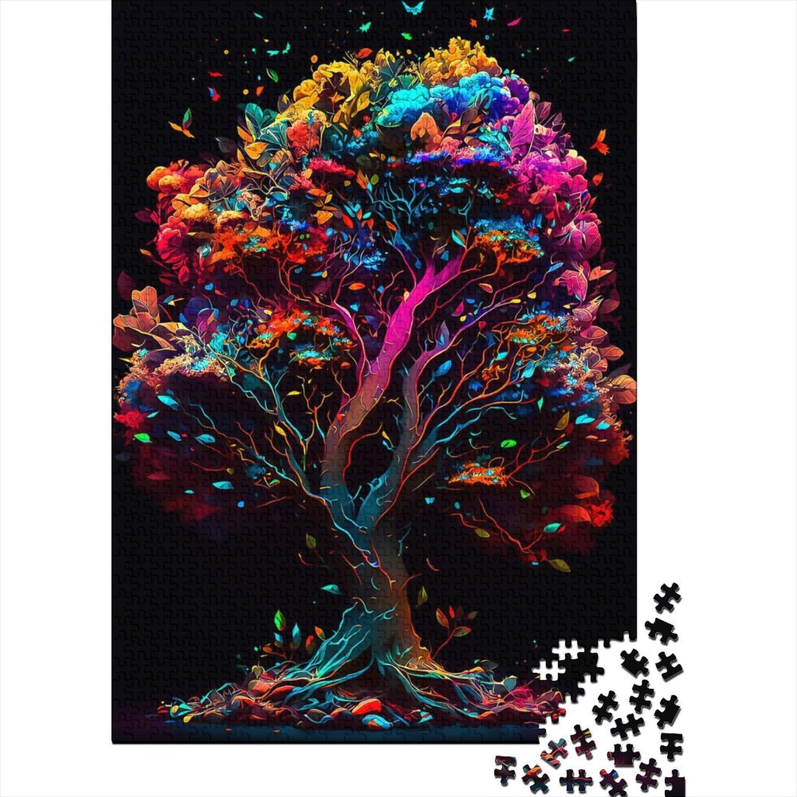 Kunstpuzzle für Erwachsene 1000 Teile, Baum, farbenfrohes, lustiges Puzzle für Erwachsene 1000 Teile, Lernspielzeug, Familienspiele, 75 x 50 cm