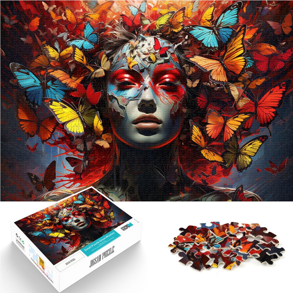 Puzzles für „Die farbenfrohe Psychedelie des weiblichen Buddha“ für Erwachsene, 1000-teiliges Puzzle, Holzpuzzle, anspruchsvolles Spielspielzeug, 1000 Teile (50 x 75 cm)