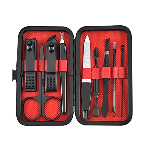 BONAD Zehennagelknipser 9 Teile/Satz Nagel Clippers Maniküre Pediküre Set Tragbare Reise Edelstahl Nagelschneider Werkzeug Kit Fingernagelanzug Nagelknipser-Set (Color : Rood)