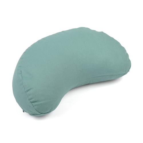 Bodhi Meditationskissen Halbmond Mini | Yogi MOND ECO | 100% Bio-Baumwollbezug | Yogakissen halbmondförmig mit Buchweizenfüllung | Halbmondkissen für Yoga & Meditation | Mineral Blue