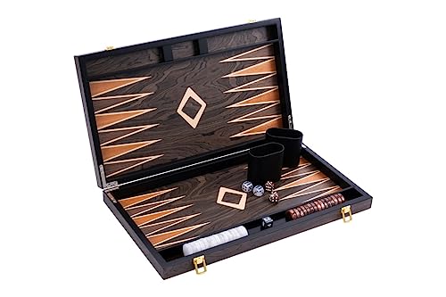 Engelhart- 250545 - Luxus-Backgammon 18 Zoll – Ebenholzfurnier lackiert – braun