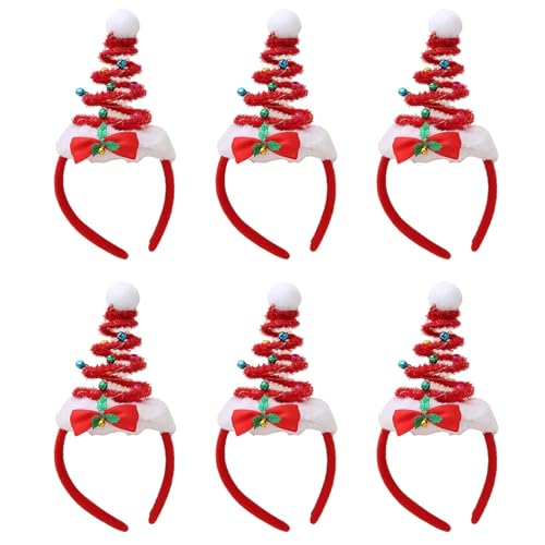 Osdhezcn 6 x Weihnachtsmannmütze, Stirnbänder, Weihnachtsmannmütze, Ohr, Stirnband, Pailletten-Kopfschmuck, Weihnachtsfeier-Haar