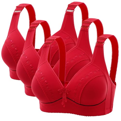 CSHE 3er Pack BH Damen ohne Buegel Push Up Bra Große Brüste Starker Halt Sport BH Bequemer Atmungsaktiv Bralette Klassische BHS Set Fitness Dessous für Alltag