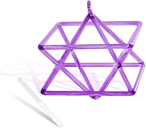 Lila transparente Hexagramm-Kristallquarz-Pyramide, 12,7–25,4 cm, Mokaba Merkaba, Klangtherapie, Meditation, Yoga, Meditation, Stressabbau, Eckrahmen, Schlaginstrumente, einschließlich Krist