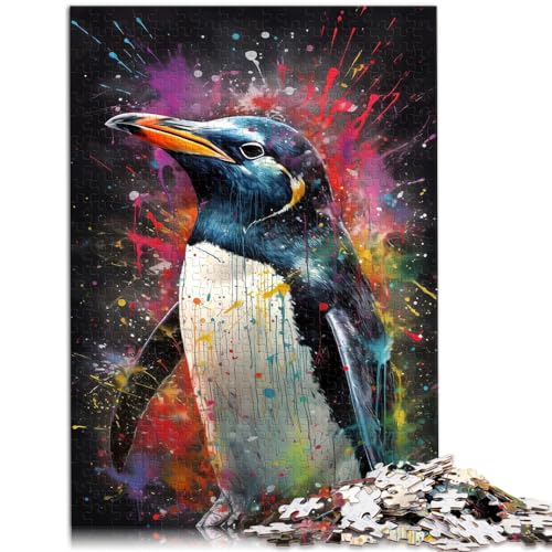 Puzzles Geschenke Spielzeug Pinguinmalerei 1000 extra große Teile Puzzle Holzpuzzle Schwierige schwere Puzzles für Frauen Männer 1000 Stück (50x75cm)