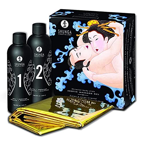 Body to Body Massage Gel Öl für Paare 2 x 250 ml erotische Massage von Shunga mit Aroma - Exotic Fruits