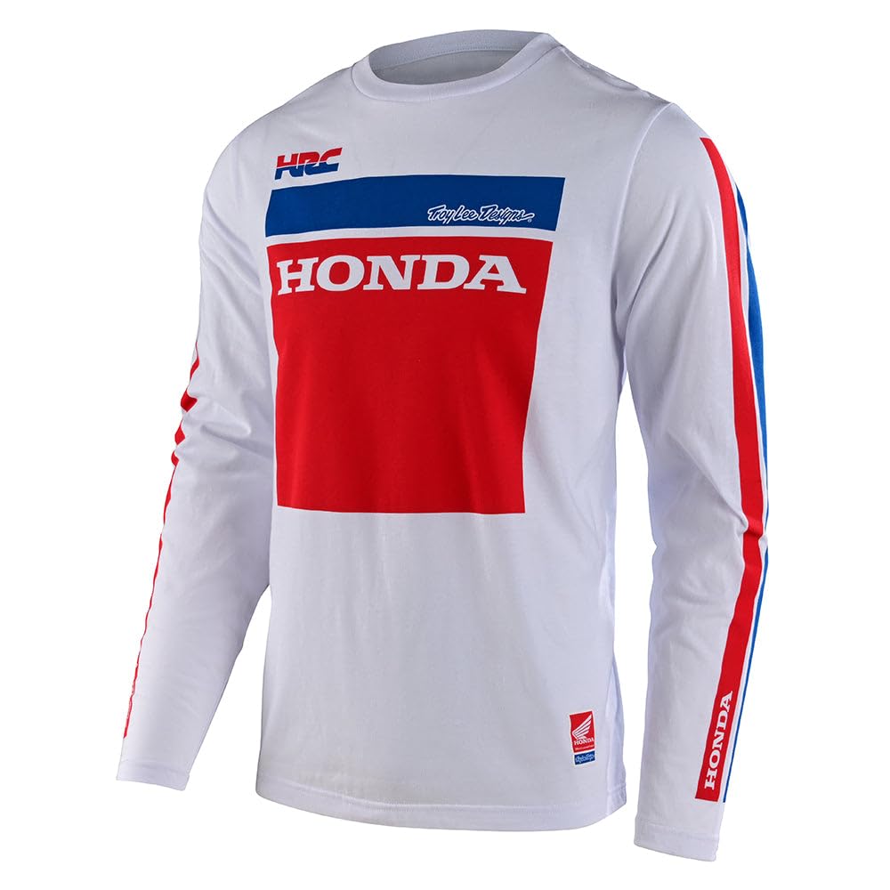 Troy Lee Designs Offizielles Honda RS 750 Langarm-T-Shirt f r Herren, Weiss/opulenter Garten, Mittel