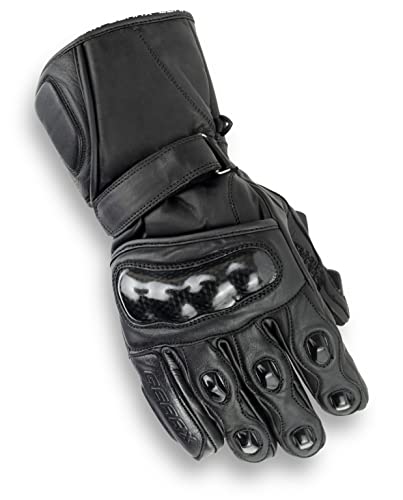 Leder-Motorrad-Handschuhe, wasserdicht, Thermoisolierung für Winter, Karbonschutz Gr. 85, schwarz