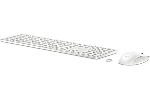 HP - PC Tastatur und Maus 650 Wireless, bis zu 20 Monate Laufzeit, 20 programmierbare Tasten, verstellbare Füße mit 6 Grad Neigung, Ziffernblock, Maus bis zu 4000 DPI, Weiß