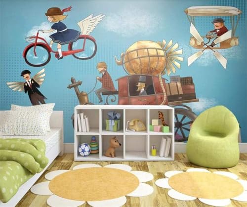 Architektur Flugfahrrad 3D Tapete Poster Restaurant Schlafzimmer Wohnzimmer Sofa TV Dekorative Wand-150cm×105cm