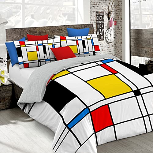 Sogni D'autore Italian Bed Linen Bettbezug, Doppelte, 100% Baumwolle, Multicolor SD66, DOPPEL