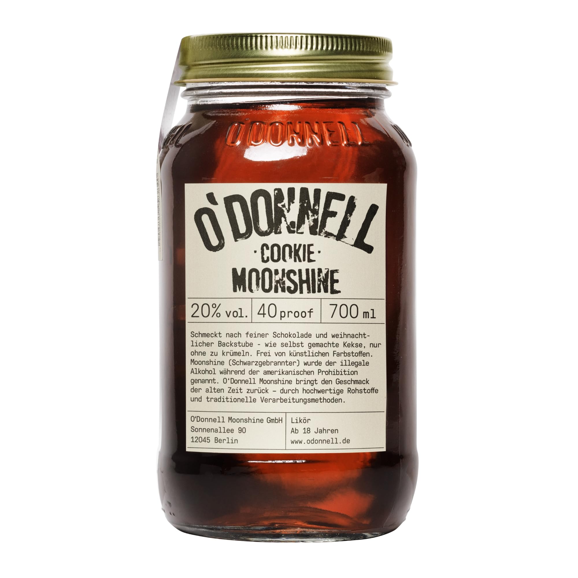 O'Donnell Moonshine im original Mason Jar (1 x 0,7 l) (Cookie)