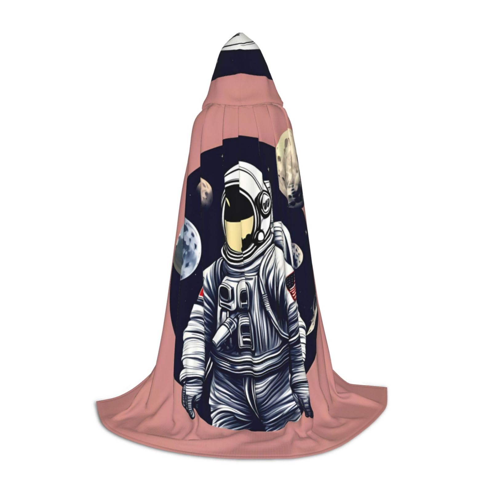 WURTON Astronaut On The Moon 1 Druck Halloween Kapuzenumhang Renaissance Gothic Umhang für Cosplay Kapuzenumhang Unisex