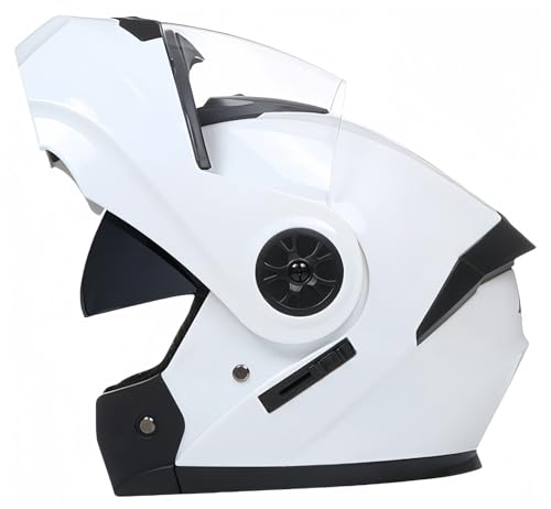 Klapphelm mit Doppelvisier, Integral-Motorradhelm, beschlagfrei, Motorrad-Roller-Helm, Doppelspiegel, Herren-Damen-Helm, ECE-geprüft U,M57-58CM