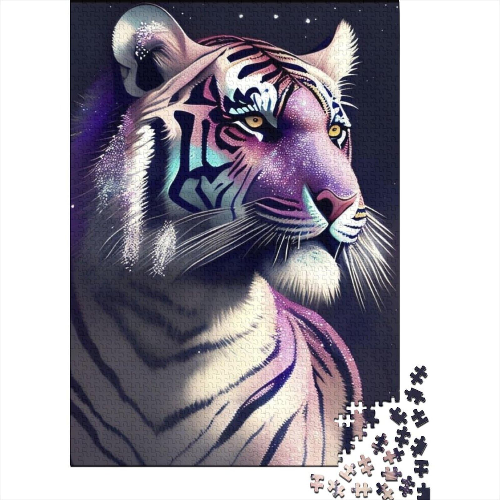 Tiger-Holzpuzzle für Erwachsene, 1000-teiliges Puzzle für Erwachsene und Teenager, für anspruchsvolles Puzzlespiel und Familienspiel, 75 x 50 cm